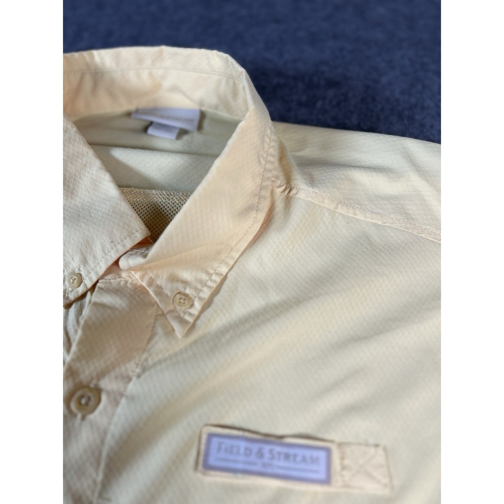 Field & Stream Fishing Shirt Men's L Yellow Vented Lightweight Button Front